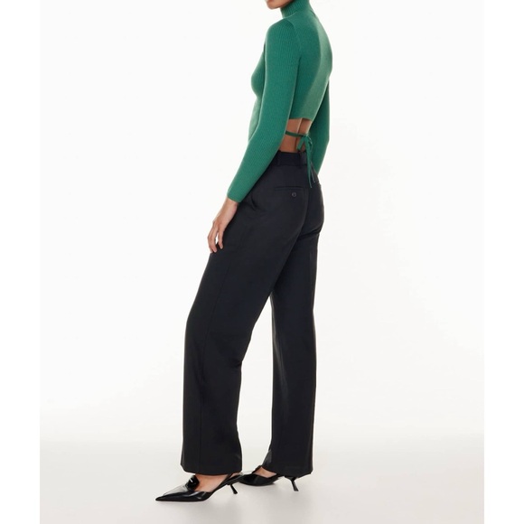 EUC Aritzia Babaton Sculpt Knit Tie-Back Longsleeve Mock Neck Ribbd Knit Sweater - Picture 9 of 12